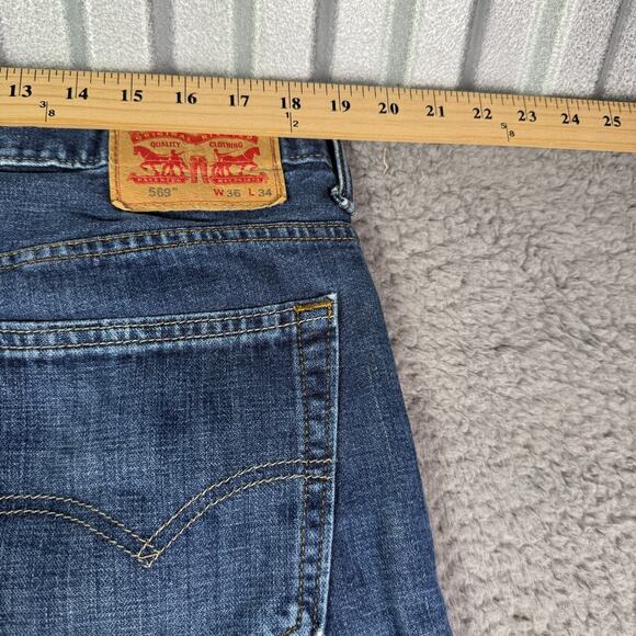 Levis 569 Jeans Mens 36x34 Medium Washed Denim Loose Straight Baggy Vintage Y2K - Picture 7 of 10